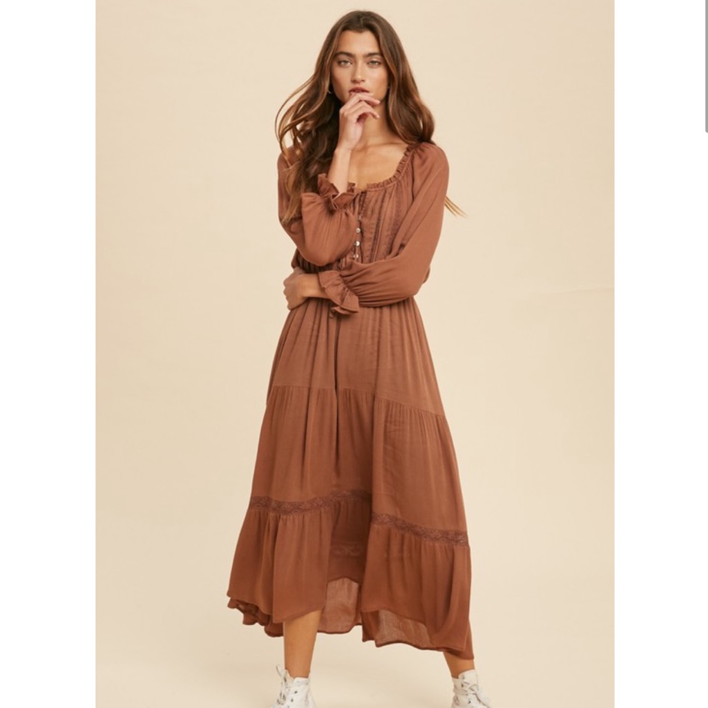 In Loom Earthen Lace Midi Dress